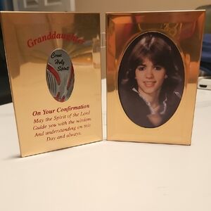 Gold Tone Hinged Confirmation Picture Frame - Granddaughter